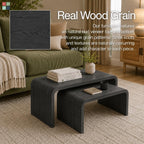 Stead Curved Nesting Coffee Table Set of 2, Modern Wood Nesting Tables for Living Room, Space Saving Stackable Coffee Tables, Fully Assembled