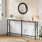 Gewudraw Console Table with Oulets and USB Ports, 55.1" Sofa Table Behind Couch, Industrial Long Skinny Stand for Hallway, Living Room, Bedroom, 6.5 Feet Power Cord, Rustic Brown