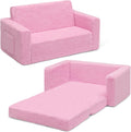 Delta Children Cozee Flip-Out Sherpa 2-in-1 Convertible Sofa to Lounger for Kids, Pink