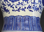 24" Classic Blue and White Floral Porcelain Ceramic Temple Ginger Jar Vase, Large China Qing Style (Blue and White 24-5)