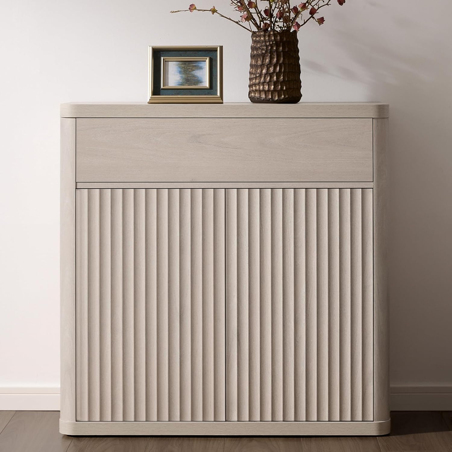 SICOTAS Buffet Cabinet with Storage - Accent Fluted Storage Cabinet with 2 Doors & 1 Drawer 34.6" Wide Modern Sideboard Credenza Large Buffet Table for Living Room Kitchen Dining Room Entryway Office