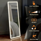 Full Length Mirror with LED Lights, 65x21 Inch Lighted Floor Mirror with Dimmer & 3 Color Modes, Standing Full Body Mirror for Bedroom or Dressing Room, White