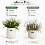 Artificial Monkey Grass with Flowers - UV Resistant Artificial Outdoor Plants, Faux Flowers for Outdoor Planters, Porch, Patio, Garden, Window Box - 12 Bundles White