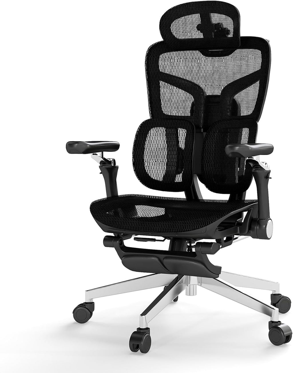 MOJAY Ergonomic Office Chair with Footrest, Big and Tall Desk Chair with Lumbar Support, High Back Home Desk Chair for Long Desk Work, Swivel Rolling Computer Seating with 6D Armrest for Home Office
