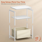 MISSLO Toddler Nightstand with Storage Basket Kids Night Stand with Large Tabletop Nursery Side Table for Living Room Easy Assembly Small End Tables for Small Spaces Toddler Bedroom Decor, White