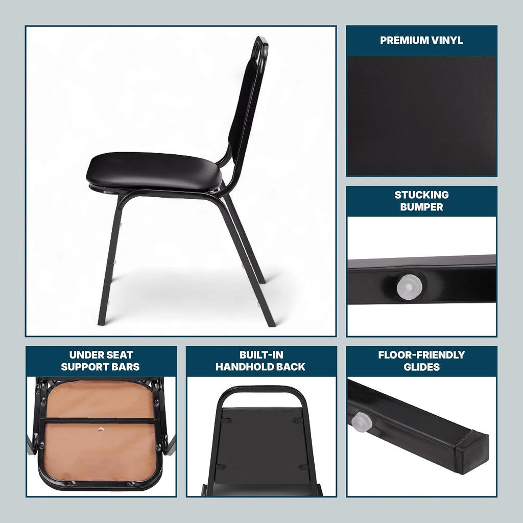 OEF Furnishings OEF9110-B/4 Banquet Chairs Premium Commercial Seating (4 Pack, Vinyl, Black, Black Frame)
