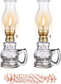2PCS Chamber Oil Lamp Glass Kerosene Oil Lamps, Vintage Oil Lamps for Indoor, Home Lighting Hurricane Lamp Clear Kerosene Lamp Lantern, Oil Lantern for Tabletop Decor