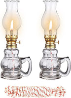 2PCS Chamber Oil Lamp Glass Kerosene Oil Lamps, Vintage Oil Lamps for Indoor, Home Lighting Hurricane Lamp Clear Kerosene Lamp Lantern, Oil Lantern for Tabletop Decor