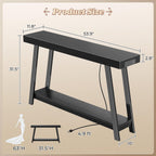 Huuger Console Table with Charging Station, USB-C Port, 2 Tiers Entryway Table, 53.9 Inch Sofa Table with Metal Legs, Entry Hallway Table with Thicker Desktop, Modern Behind Couch Table, Black