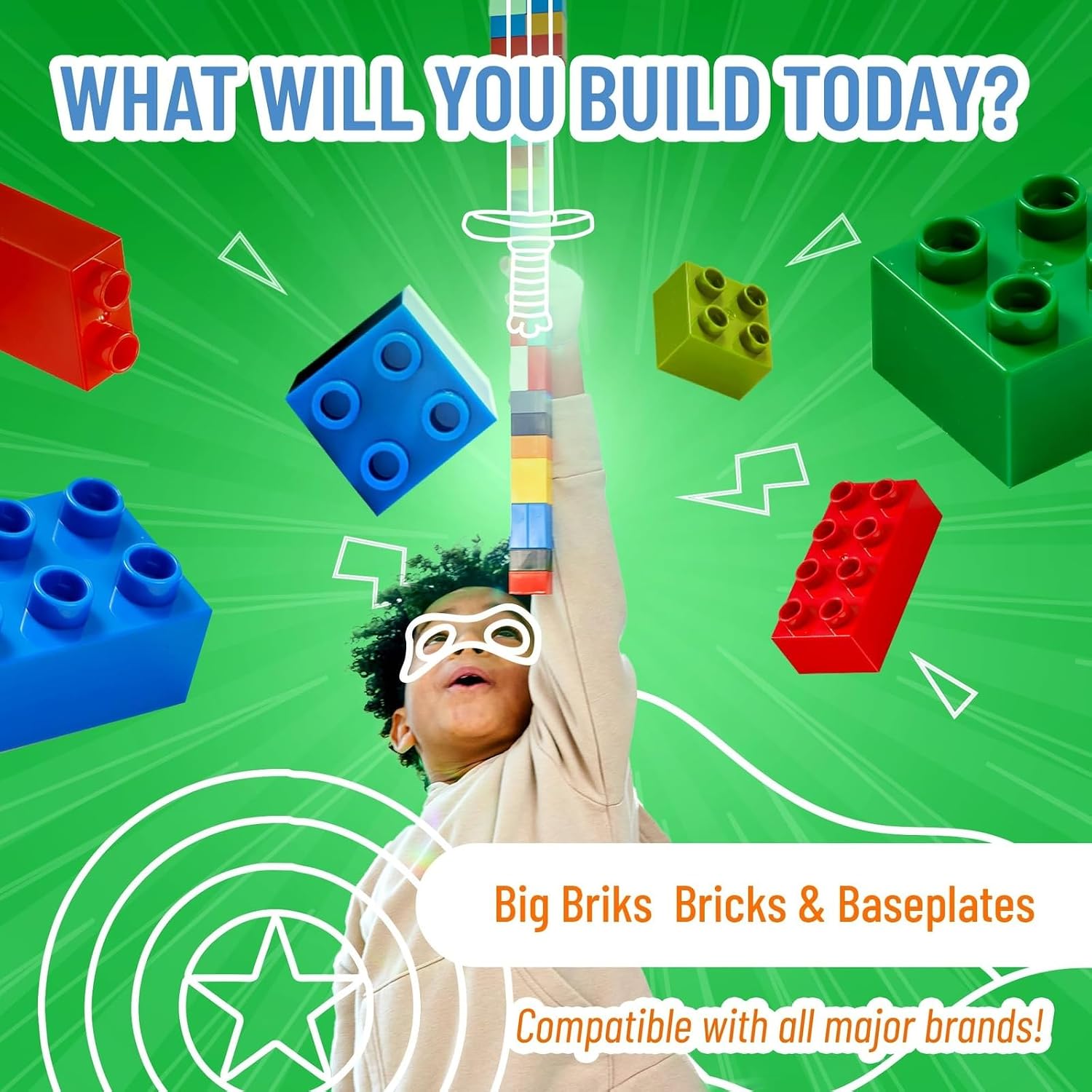 Strictly Briks Big Blocks Baseplate - Creative Building Blocks Play - Compatible with Lego Brick Pieces - Blue, 13.75 x 16.25 in (Pack of 2)