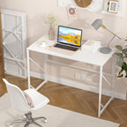 Elephance Folding Desk Writing Computer Desk for Home Office, No-Assembly Study Office Desk Foldable Table for Small Spaces