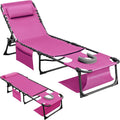 Flamaker Oversize Face Down Chaise Lounge Chair, 27 Inch WideFoldable Outdoor Patio Chair, 5-Position Adjustable Tanning Chairwith Face& Arm Holes for Sunbathing, Pool, Beach, Lawn (Pink, 1Pcs)