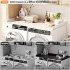 Aheaplus Washer and Dryer Countertop, Laundry Room Organization with Non-Slip Pads, Wood Shelf Topper with Round Corner Edge Rails, Folding Organizer for Laundry, 54" W x 27.5" D, White