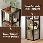 Narrow Bookshelf, 7 Tier Tall Bookshelves with Adjustable Shelves, DIY Stackable Bookshelf, Shelf Storage Organizer for Small Space, Living Room, Office, Study, Entryway, Industrial, Rustic Brown