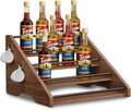 Coffee Syrup Organizer, 4-Tier Solid Wood Syrup Rack, Wine Rack, Storage Organizer for 16 Syrup Bottles/Spice Jars/Liquor Bottles, Sturdy Storage Stand for Coffee Bar