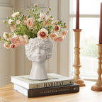 ComSaf White Ceramic Face Vase for Decor,Modern Style Female Form Flower Vase,Unique Flower Vase for Home Living Room Office Decor - Face Type B