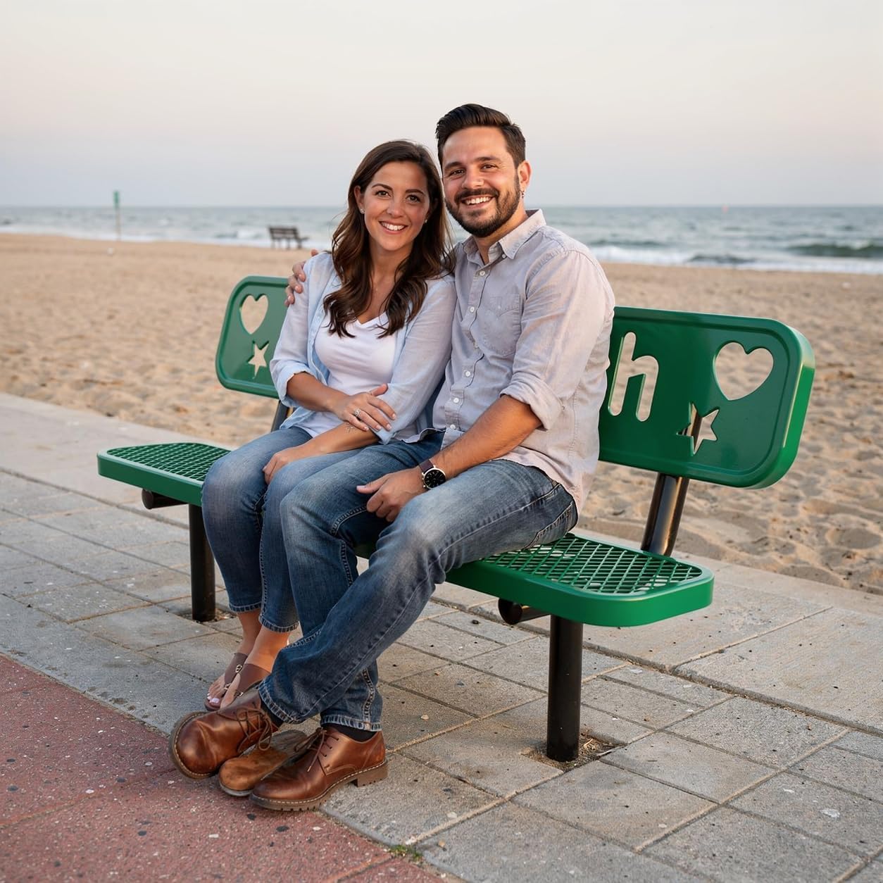 The City™ Series Buddy Benches, Green, 72" L x 12" W x 18.25" H