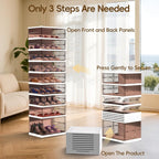 Dollate Foldable Shoe Rack with Clear Magnetic Doors,Portable Shoe Organizer Storage Cabinet on Wheels No Assembly,Large Sneaker Cabinet Bins for Living Room, Cloakroom, Entryway