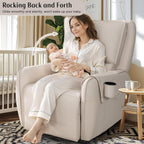 Power Recliner Gliders for Nursery, Electric Swivel Rocker Recliner Chair, Comfy Upholstered Living Room Reclining Rocking Chairs with Lumbar Support (Cream, 41" X 40" X 36")