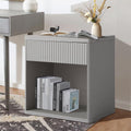 23" Fulted End Table, Sofa Bed Side Table with Drawer Storage, Mid Century Morden Nightstand Couch Tables with Open Storage Shelf for Living Room, Bedroom, Bedside, Offices (White Alder)