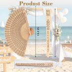 ZFN 1-200 Pcs Personalized Wedding Fans Custom Folding Hand Fan Custom Fan Wooden Folding Hand Engraving Name/Date for Wedding Baby Shower Party Favors (50Pcs)