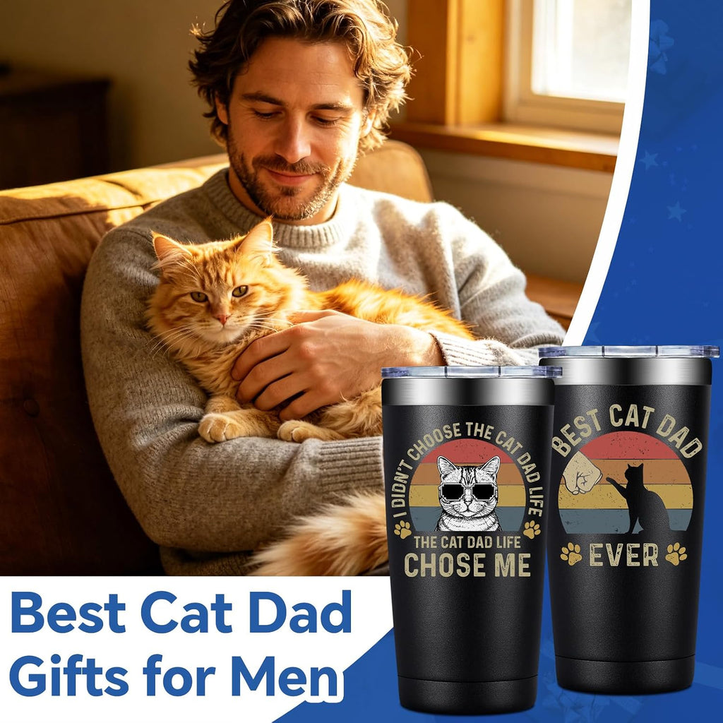 BIRGILT Best Cat Dad Gifts - Fathers Day Gift for Cat Dad, Lovers, Owners - 20oz Tumbler Cup