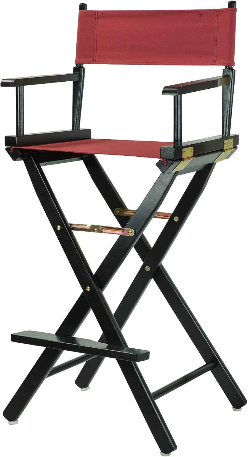 Casual Home 30" Director's Chair Black Frame-with Burgundy Canvas, Bar Height