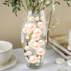 200PCS Light Champagne Floating Beads, Champagne Marbles for Vases, Floating Beads for Centerpiece Vases, Vase Filler Faux Pearls, No Holes Filler Beads for Party Wedding Decor, 10/14/20/30mm