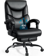 WAILOR 400lbs Office Chair with Foot Rest, Reclining Big and Tall Office Chair with Lumbar Support Spring Cushion, High Back PU Leather Computer Chair,Comfy Desk Chair for Home Office