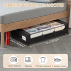 Under Bed Storage with Wheels 2-Pack，Under Bed Storage Containers XXL，Underbed Shoes Storage with Clear Lid,Rolling UnderBed Metal Drawer for Clothes Blankets Easy Pull-out Black