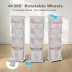 FAHKNS 4-Tier Laundry Sorter Cart with Wheels, Large 95L Capacity Hamper Organizer, Rolling Storage with Removable Mesh Bins for Laundry Use in Home, Dorm, Apartment (17.3"x13.1"x54.7")