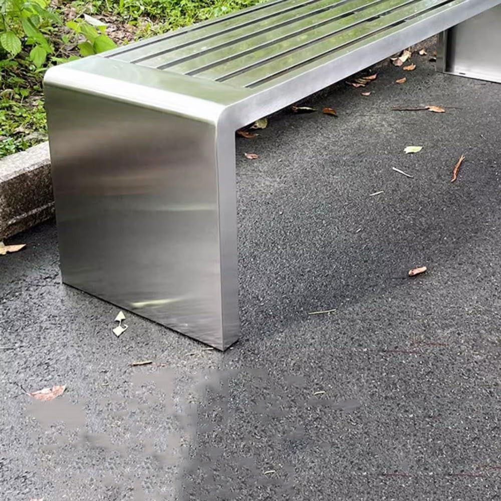 Garden Garden Metal Bench, No Backrest Stainless Steel Chair, for Outdoor Park Leisure Seating Seat(Medium)