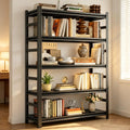 Metal Bookshelf with Sides,Adjustable 72" Tall Industrial Bookcase,5 Tier Heavy Duty Shelving Unit,2000LBS Book Storage Shelves,Wide Book Shelf for Bedroom,Living Room,Home,Office,72H×36W×16D,Black