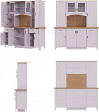 Timechee 78.7" Tall Farmhouse Kitchen Pantry Storage Cabinet, Kitchen Cupboard with Storage Drawers, Large Buffet Sideboard Cabinet with Doors and Adjustable Shelves for Dining Room, White & Oak