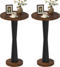LAATOOREE Small Round Side Tables Set of 2, Wood Pedestal Drink Tables, Accent Coffee End Tables with Solid Wood Leg for Small Space, Living Room, Bedroom, Corner (2, Rustic Brown+ Black)