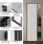 40x57 Retractable Aluminum Sliding Door – Soundproof, Waterproof Low Track Interior Folding Doors for Closet, Room Divider, Living Room, Bedroom, Kitchen, Office White (WxH) 47x76in/119.4x193cm