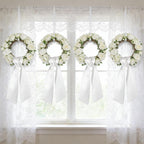 Dream Loom Wreath Sash for Front Door, 12pcs White Wreath Sash Garland Ribbon Accessories for Xmas Party Yard Doorway Indoor Outdoor Wall Wedding Decor