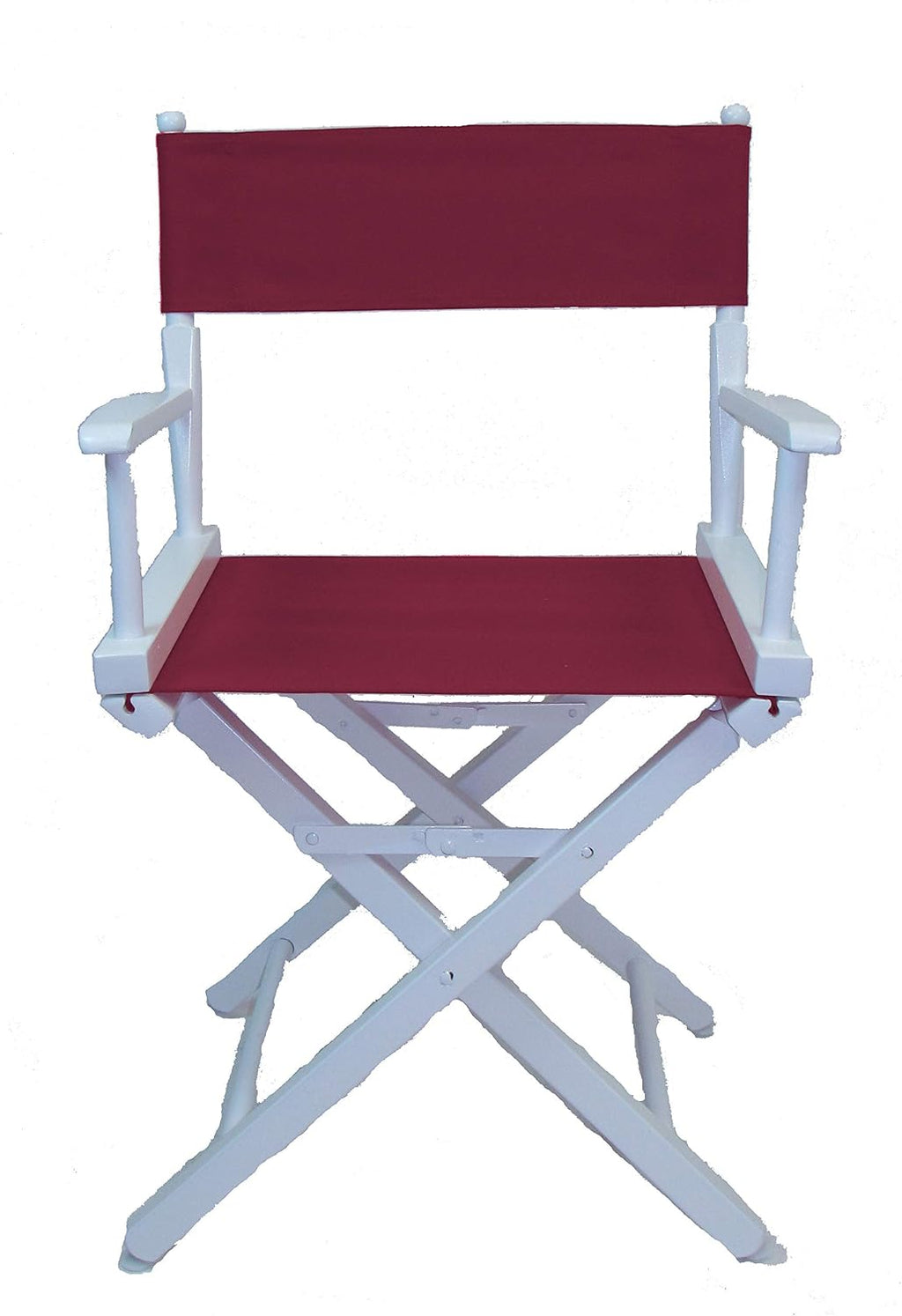 Gold Medal Commercial 18" Table Height White Frame Directors Chair - Burgundy