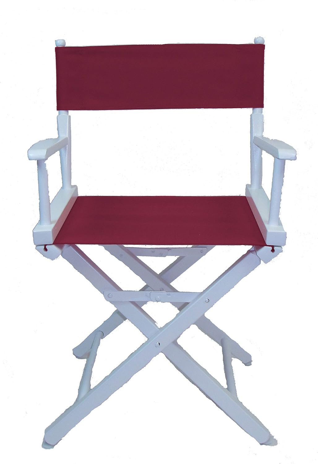 Gold Medal Commercial 18" Table Height White Frame Directors Chair - Burgundy