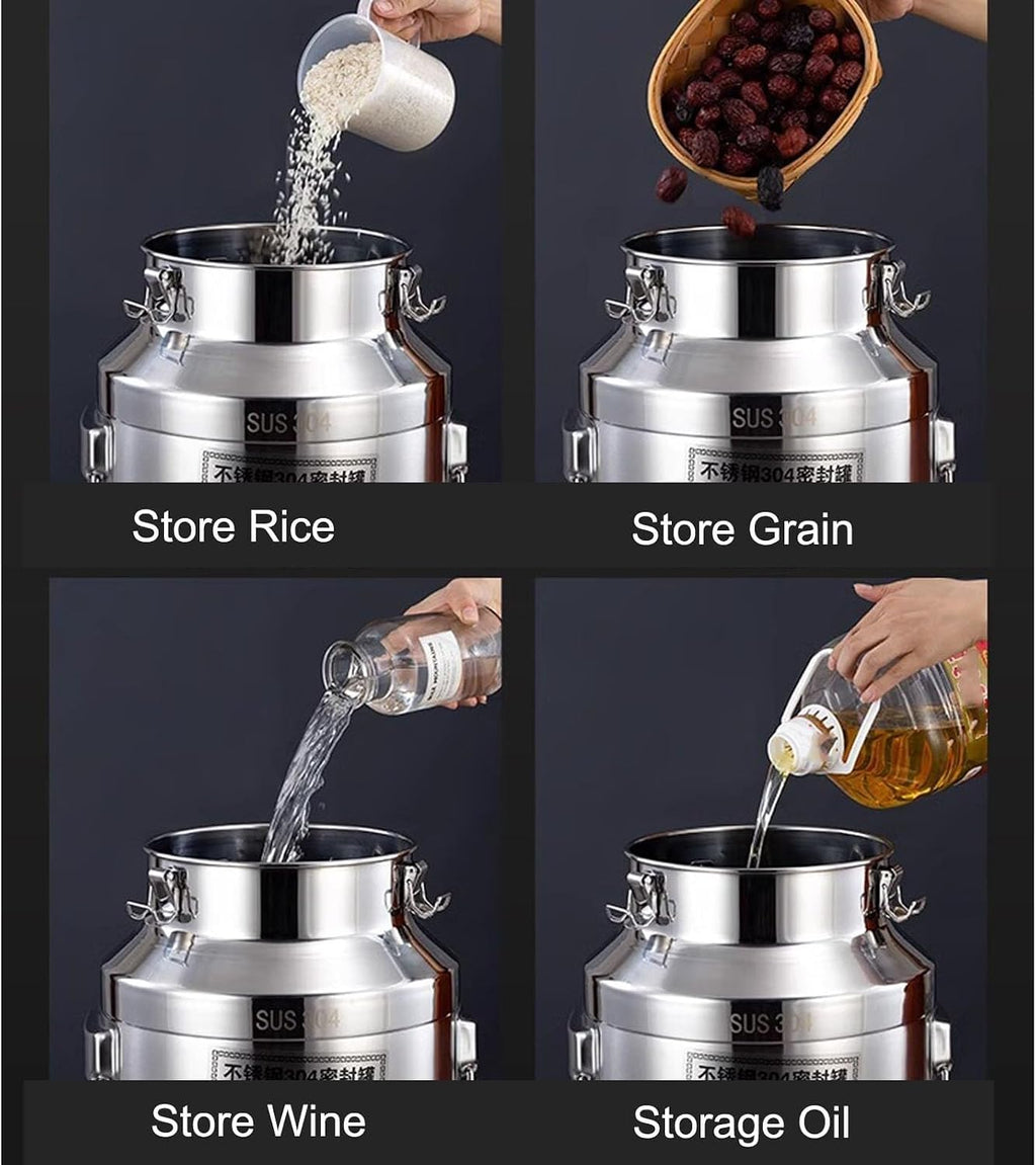 Milk Jug Sealed Tank 304 Stainless Steel Milk Transport Cans Bucket Milk Fermentation Tank Milk Wine Bucket Oil Tea Tank with Faucet for Liquid Storage and Transport(9.25Gal/35L)