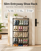 Space-Saving Angled Shoe Rack, 5/6-Tier Slim Entryway Organizer (5-Layer)