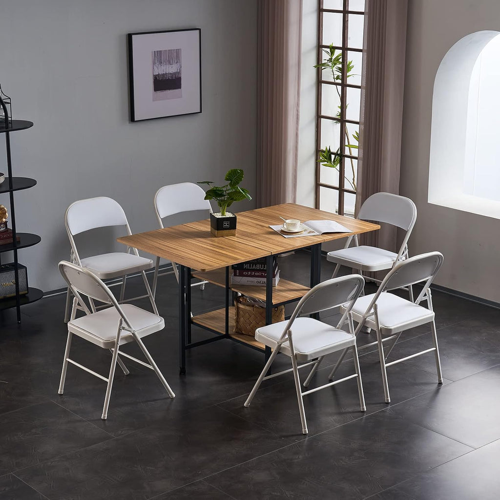 White Folding Chairs 10 Pack, Back Padded Folding Chairs with Cushion, Steel Frame, Portable Stackable Commercial Seat, Chairs for Party Events Office Birtydayt Wedding Indoor Outdoor