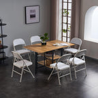 White Folding Chairs 10 Pack, Back Padded Folding Chairs with Cushion, Steel Frame, Portable Stackable Commercial Seat, Chairs for Party Events Office Birtydayt Wedding Indoor Outdoor