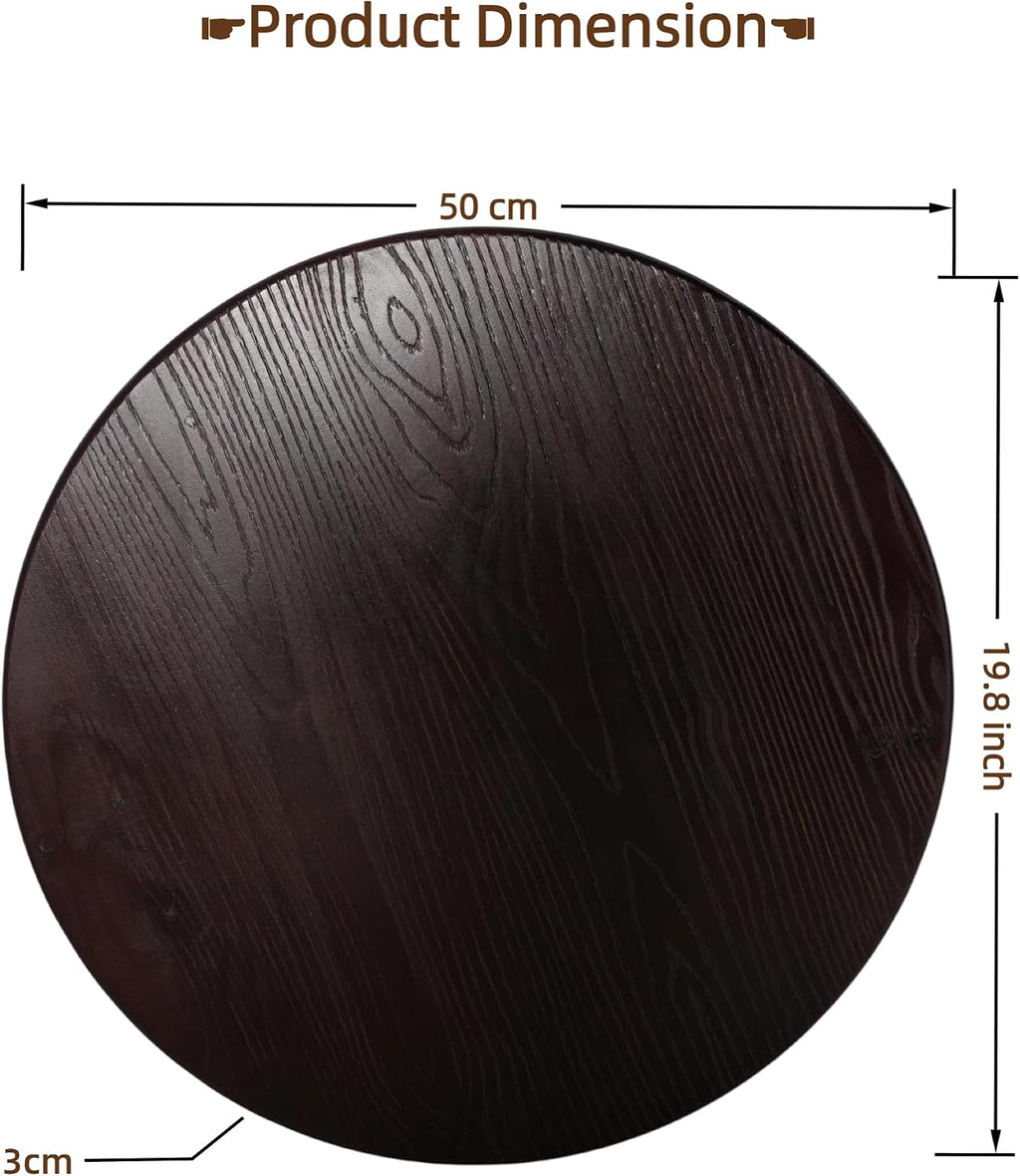 Round Wooden Table Top 19.8inch DIY for Coffee Table Dinner Table Pub Table Side Table Durable Solid Walnut Wood (Walnut, 50CM)