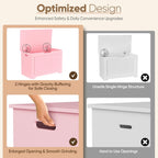 JungleA 30'' Box Storage Chest Trunk, Wooden Storage Bench Organizer Box Shoe Blanket Chest, w/2 Safety Hinges, for Living Room, Bedroom, Entryway, Pink