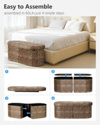 AmasSmile Footrest Ottoman Bench with Storage,34Inch Footstool, Coffee Table, Padded Seat, Storage Chest,Blanket Store with Flipping Lid for Livingroom and Bedroom (Leopard Print(Velvet))