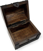 Nautical Cove Handmade Wooden Treasure Chest Storage Box – Deluxe Design with Real Leather Accents, Working Iron Lock & Skeleton Keys, Decorative Keepsake Chest (X-Small - 5.5 x 4 x 4)