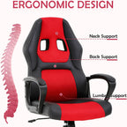 Cheap Gaming Chair Video Game Chair Ergonomic Computer Game Chair with Lumbar Support Adjustable Armrest High Back Racing Swivel Office Chair PU Leathe for Adults Kids Red