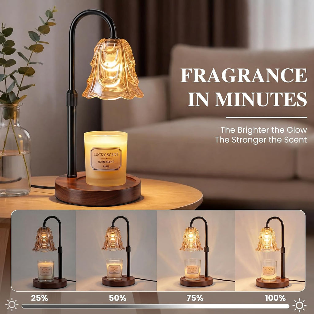 Electric Candle Warmer Lamp with Timer & Dimmable, Adjustable Height Flameless Wax Warmer for Jar Candles, Auto Shut Off, Home Decor for Bedroom Living Room Office, Ideal Gift