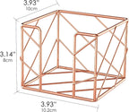 Rose Gold Geometric Sticky Note & Memo Cube Holder, Post Note Dispenser & Desk Organizer Metal Wire for Home, School, Office Supplies (Holder Only)